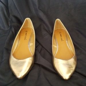 Wet Seal Gold Pointed Toe Flats